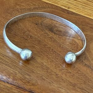 Sterling silver cuff bracelet with ball end
